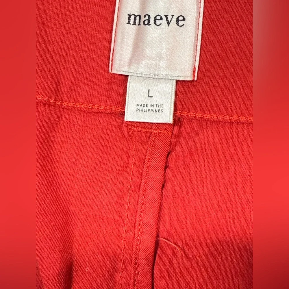 Maeve by Anthropologie Red Skirt Womens Large Pockets Linen Blend NEW Read Desc - Picture 5 of 9